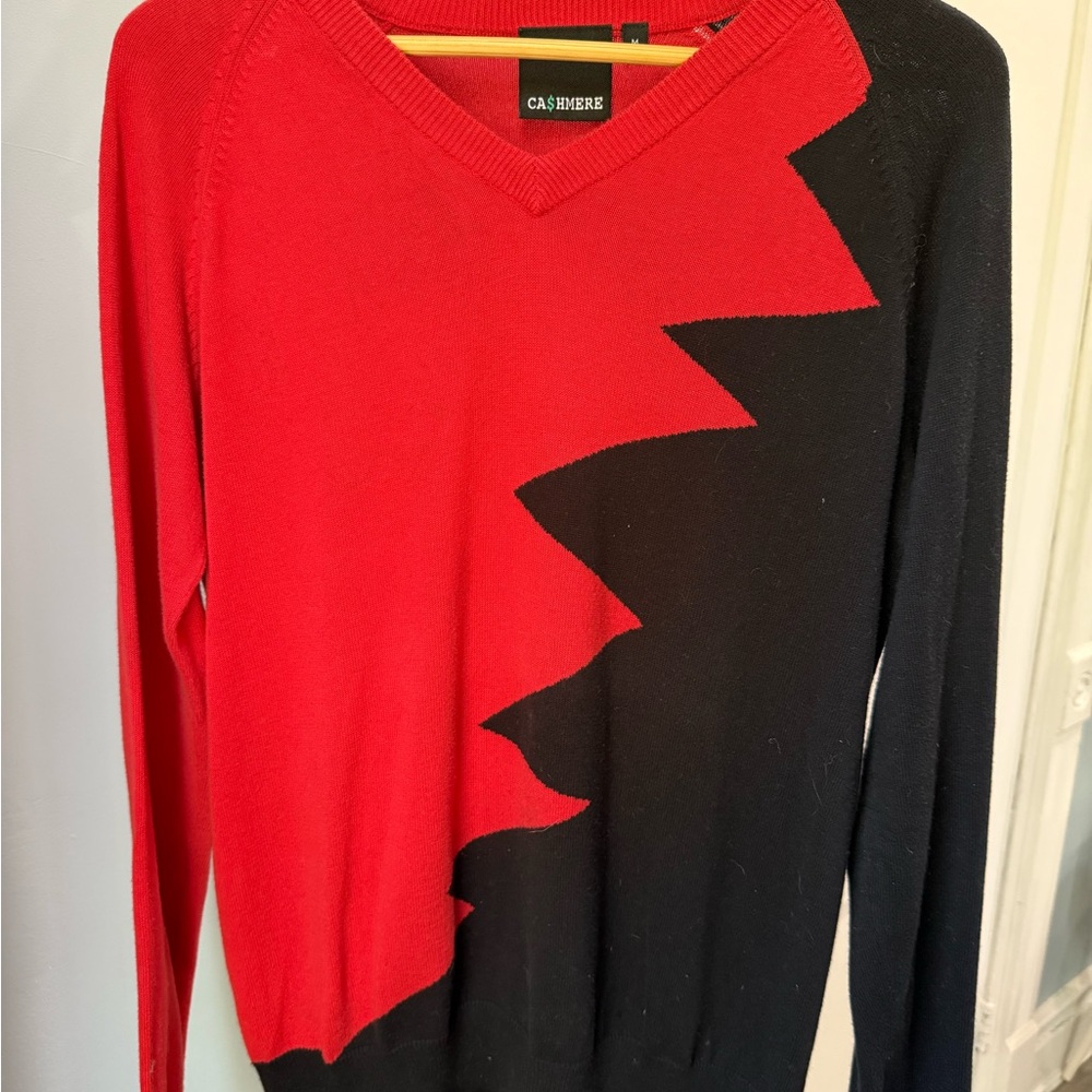 V-Neck Sweater - Red and Black